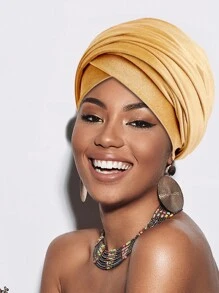 1pc Women's Solid Color Velvet High Quality Headwrap Scarf, African Long Tail Turban Hat, Autumn/Winter