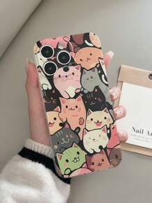 1pc Transparent TPU Anti-Fall Painted Cute Cat Pattern Mobile Phone Case Compatible With Iphone 15/15pro/15plus/15promax/16/16pro/16plus/16promax, Galaxy S23 Ultra/A14/A24, Redmi Note12pro, Pixel 8/8 Pro