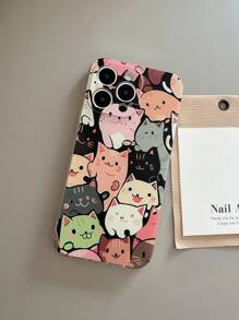 1pc Transparent TPU Anti-Fall Painted Cute Cat Pattern Mobile Phone Case Compatible With Iphone 15/15pro/15plus/15promax/16/16pro/16plus/16promax, Galaxy S23 Ultra/A14/A24, Redmi Note12pro, Pixel 8/8 Pro