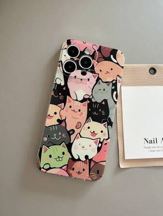 1 st. transparent TPU-skal med fallskydd och söt kattmönster, kompatibelt med 15/15pro/15plus/15promax/16/16pro/16plus/16promax, Galaxy S23 Ultra/A14/A24, Redmi Note12pro, Pixel 8/8 Pro, vattentätt, stötsäkert, reptåligt