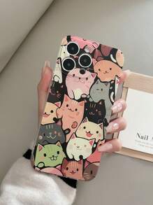 1pc Transparent TPU Anti-Fall Painted Cute Cat Pattern Mobile Phone Case Compatible With Iphone 15/15pro/15plus/15promax/16/16pro/16plus/16promax, Galaxy S23 Ultra/A14/A24, Redmi Note12pro, Pixel 8/8 Pro