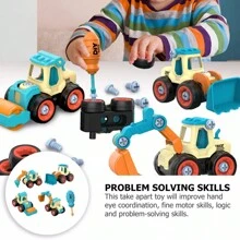 Kids DIY Disassemble Construction Vehicle Toy, With Nut Assembly Puzzle And Sliding Excavation Disassembly Function - Multicolor - View 1