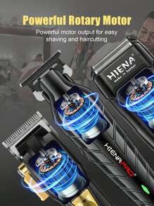 HINEA 3-Piece Hair Clipper Set, High-Power Hair Clipper, T-Shaped Blade Carving Scissors, Compound Shaver With Replacement Blade And Mesh, Men's Cordless Hair Clipper And Trimming Tools, Personal Care Gift Box Set