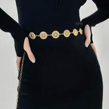 1-Pack Metal Hollow Small Circle Waist Chain, Suitable For Jeans Dress Decoration, Women's Daily Outdoor Casual Wear Summer, School