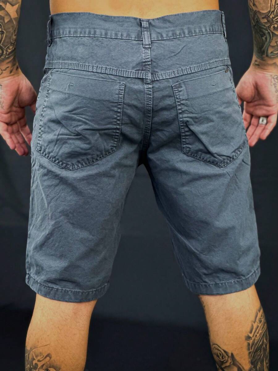TWILL BERMUDA SHORTS WITH WATCH POCKET 100% COTTON - 淺灰色 - 查看 1