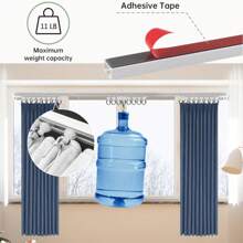 1 Set Of Self-Adhesive Ceiling And Wall Rail System For Curtains, No Need For Drilling, Screws Or Tools, Used For Curtain Rods In Windows, Bedrooms, Showers, Wardrobes And RVs - Easy To Install Curtain Rail With Curtain S-Hooks