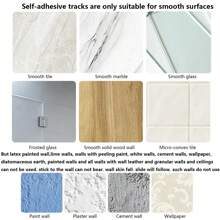 1 Set Of Self-Adhesive Ceiling And Wall Rail System For Curtains, No Need For Drilling, Screws Or Tools, Used For Curtain Rods In Windows, Bedrooms, Showers, Wardrobes And RVs - Easy To Install Curtain Rail With Curtain S-Hooks
