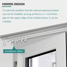 1 Set Of Self-Adhesive Ceiling And Wall Rail System For Curtains, No Need For Drilling, Screws Or Tools, Used For Curtain Rods In Windows, Bedrooms, Showers, Wardrobes And RVs - Easy To Install Curtain Rail With Curtain S-Hooks
