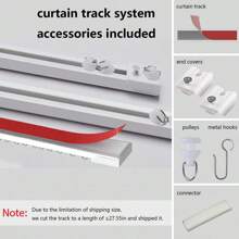 1 Set Of Self-Adhesive Ceiling And Wall Rail System For Curtains, No Need For Drilling, Screws Or Tools, Used For Curtain Rods In Windows, Bedrooms, Showers, Wardrobes And RVs - Easy To Install Curtain Rail With Curtain S-Hooks
