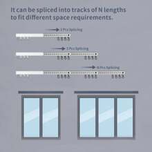 1 Set Of Self-Adhesive Ceiling And Wall Rail System For Curtains, No Need For Drilling, Screws Or Tools, Used For Curtain Rods In Windows, Bedrooms, Showers, Wardrobes And RVs - Easy To Install Curtain Rail With Curtain S-Hooks