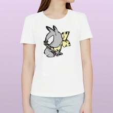 Playera unisex corte recto con estampado de anime p_chan ranma - Blanco - Ver 1