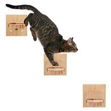 Wooden Cat Wall Steps, Cat Ladder With Jute Rope, Cat Wall Shelves For Cats To Play, Climb, Space Saving - Brown - View 3
