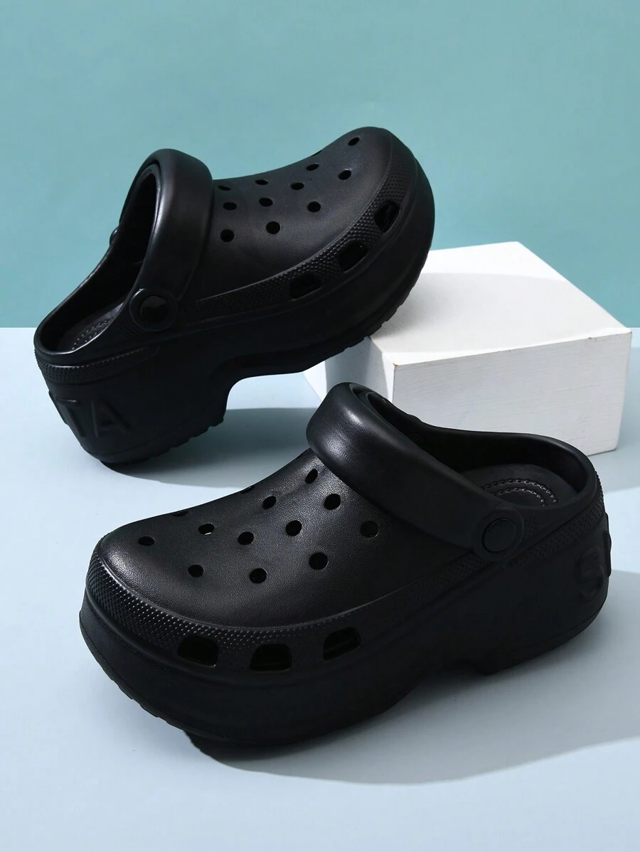 女士新款厚底洞鞋，厚底街头风格平底鞋，随时舒适穿着，用途广泛 - 卡其色 - 查看 1