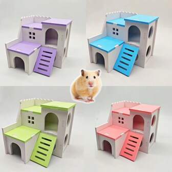 1pc Foam Material Hamster Toy House, Red/Green/Blue/Purple Hideout Climbing & Play Tent Suitable For Small Animals, With Stairs And Slide