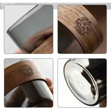 6件装高硼硅玻璃小茶杯家用会客饮茶杯玻璃茶杯带木套隔热茶杯