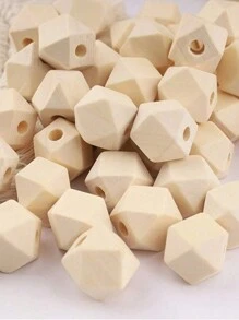 50颗天然几何多边形木珠，空心隔珠，独特的散珠，适用于DIY珠宝制作、装饰项链/手链、手工艺品、礼品、配饰，尺寸10-20毫米 - 彩色 - 查看 9