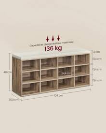 VASAGLE Shoe Changing Stool - Camel - View 5