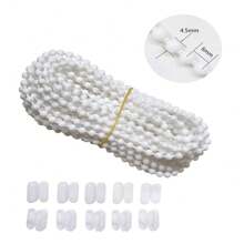 10 Meters Roller Blind Chain With 10 Connectors, Bead Chain Cord, Vertical Venetian Roller Blind Cord, Replacement Parts, Repair Accessories (White)