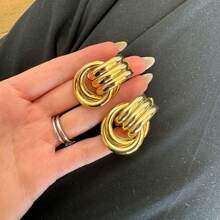 S SHOPBOHO 1 Paar auffallende Edelstahl Schmuck Klopfer Ohrringe, strukturierte goldene Ohrstecker, perfekter Sitz, bestes Geschenk für sie