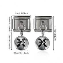 1pc Stainless Steel 9mm Watch Module Pendant Twelve Constellations Dripping Oil Series DIY Bracelet Module Bracelet Assembly Decorative Module Connector Watch Block Elastic Bracelet Assembly Accessories