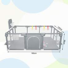 Bed Rail, Playpen 180 X 120 X 66 Cm With 50 Ocean Balls, Play Area With Football Goal And Basketball Hoop - Màu xám đen - Xem 5