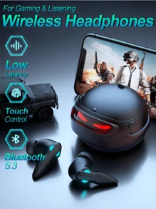 Wireless Gaming Earbuds-Low Latency Bluetooth 5.3 Earbuds  3D Stereo Bass Bluetooth Headphones In Ear Noise Cancelling Mic Large Capacity Battery Earphones - 黑色 - 查看 10