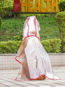 LUCKIE LABO 1 件透明红色边缘防水雨衣适合猫狗在雨中外出 - 紅色 - 查看 4