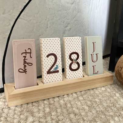 1pc Cute And Stylish Design Perpetual Calendar, Can Be Used As Office Desktop Calendar Or Festival Party Decoration Back To School,Back To School,School Supplies