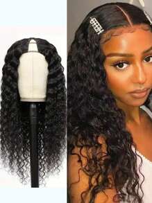 Water Wave V Part Wig Human Hair No Leave Out Brazilian Glueless Water Wave Upgrade V Part Wigs For Women Human Hair 150% Density Natural Color - Natural Black - View 4