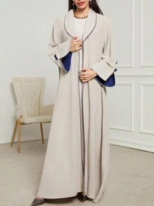 Women's Spring Open Front Long Sleeve Loose Knit Long Modest Robe Abaya