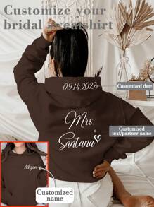 Customized Sweatshirt, Gift For Girlfriend/Wife, Valentine's Day Gift, Personalized Women's Sweatshirt - Add Your Own Text (Name/Partner's Name/Slogan/Anniversary Date/Internet Meme) - Coffee Brown - View 1