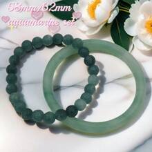 Bộ trang sức vòng tay & vòng tay bằng ngọc bích chỉ vàng dành cho phụ nữ, món quà may mắn, trang sức - biển xanh - Xem 2