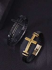 Bracelet avec croix, idée cadeau chrétienne élégante adaptée aux adolescents ou aux hommes, parfait pour le baptême, les bas de Noël, le Nouvel An, la Saint-Valentin, la fête des pères