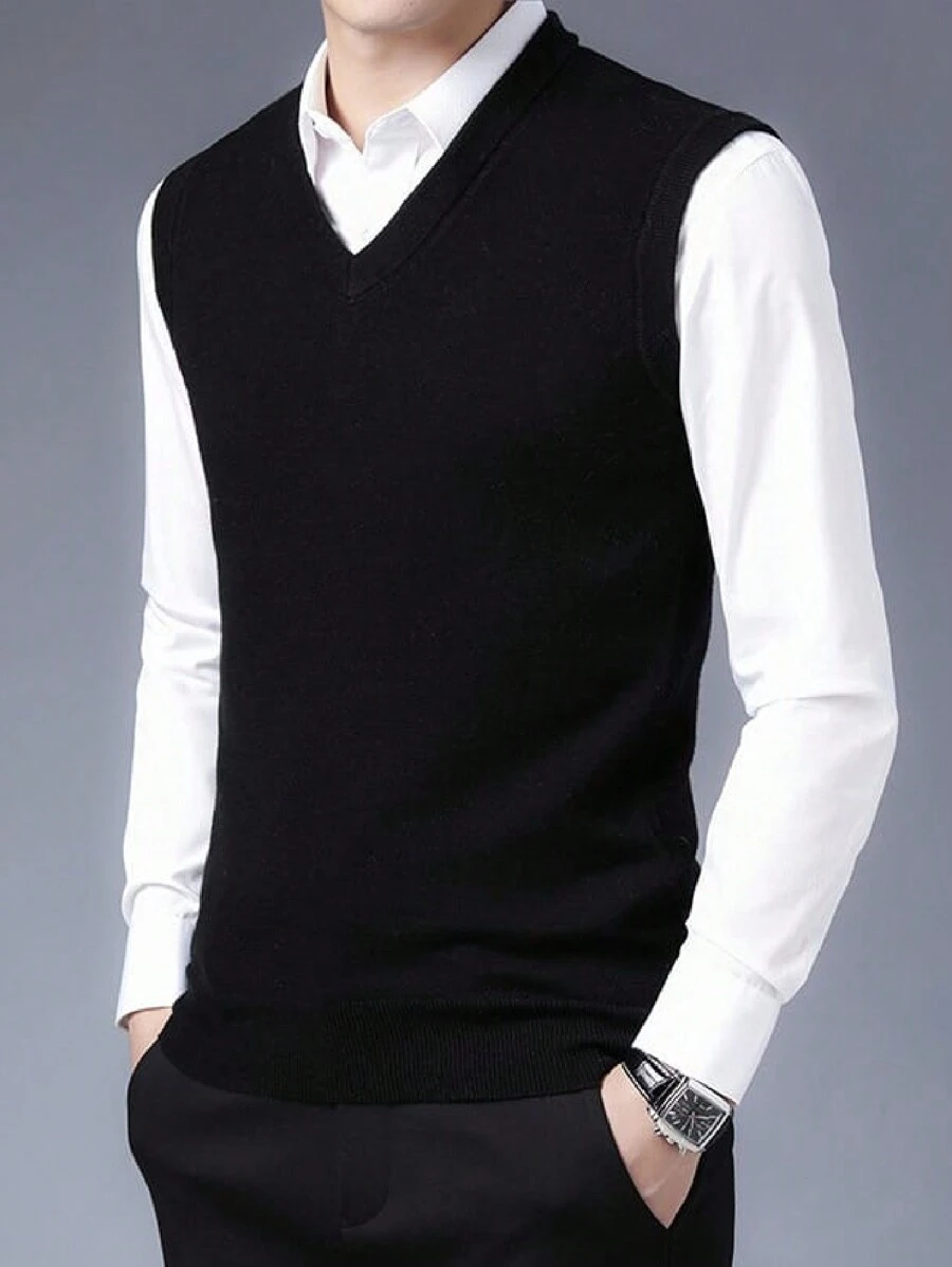 Men Knit Tops - Black - View 1