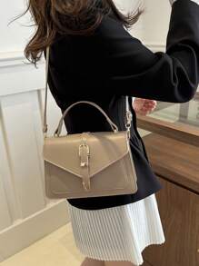 纯色学生学院街头简约时尚手提包，鳄鱼纹毛毡斜挎包，经典新月形单肩包，女士时尚流浪包手提包和钱包