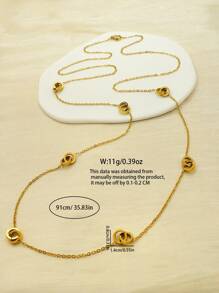 1 Piece Of Women's 18K Gold-Plated Stainless Steel Hollow Oval Rhinestone Five Petals Round Black And White Shell 8 Figure Long Necklace Sweater Chain, Birthday Valentine's Day Gift, Dance Party Jewelry, Wedding Season Bohemian Holiday Style, For Relatives, For Friends,Mom,Mother,Mother's Day,Gift