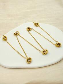 1 Piece Of Women's 18K Gold-Plated Stainless Steel Hollow Oval Rhinestone Five Petals Round Black And White Shell 8 Figure Long Necklace Sweater Chain, Birthday Valentine's Day Gift, Dance Party Jewelry, Wedding Season Bohemian Holiday Style, For Relatives, For Friends,Mom,Mother,Mother's Day,Gift