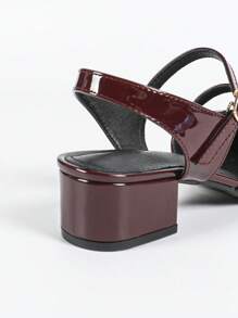 Women's High Heel Mary Jane Pumps, Fashion Casual Slip-On Backless Sandals - Burgundy - View 8