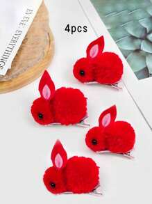 4 件/8 件可爱蓬松兔子和鳄鱼发夹刘海侧发夹波西米亚风格优雅女士发饰