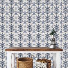1 Roll 44.5CM Width Linen Textured Navy Blue Leaf Peel And Stick Wallpaper, Minimalist Nordic Hand Drawn Botanical Self Adhesive Wallpaper, Removable Waterproof Wall Mural For Bedroom Living Room Accent Wall Home Decor - Multicolor - View 22