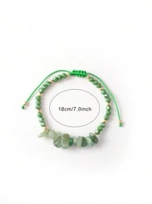 Asymmetrical Natural Stone Crystal Woven Bracelet For Women, Friendship Vintage Adjustable Woven Bracelet. Amethyst Is Believed To Help Relieve Stress, Balance Emotions, And Promote Inner Peace. Note: This Card Is For Photographic Background. - Multicolor - View 2