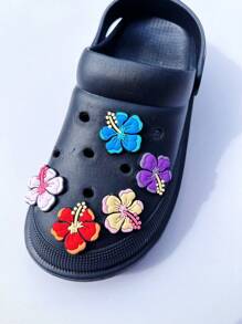 5pcs Assorted Flower Decorations For DIY Fashionable Clog Sandals, Suitable For Clogs, Bracelets, Party Gifts, Summer Y2k Cute Sandals Accessories - Multicolor - View 6