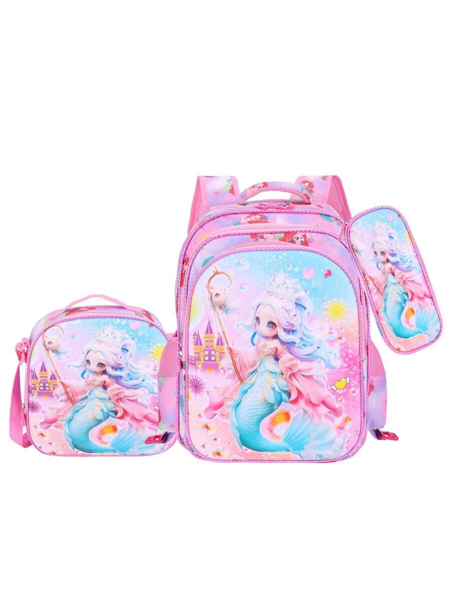 3 In 1 Kit Kids Backpack 3D PU School Bag Set Cute Cartoon Baby Girls - 16A-33-2 - View 1