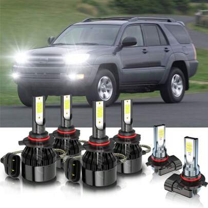 CHUSYYRAY For 2003 2004 2005 Toyota 4Runner - 6X LED Headlight Hi-Lo + Fog Light Bulbs Kit
