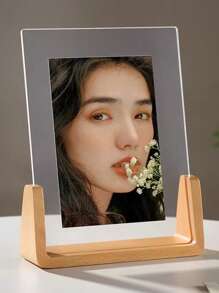 Customized Personalized 7-Inch Creative U-Shaped Solid Wood Photo Frame, Wooden Acrylic Transparent Photo Frame, Calligraphy And Painting Mounting Display Frame - 7 Inches - View 4