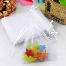 50/100 piezas Bolsas de regalo blancas de empaquetado, Bolsas de empaquetado de regalo de organza de colores, Bolsas de caramelos de Halloween, Bolsas de tul para empaquetar regalos de Navidad, Bolsas de caramelos para fiestas de Año Nuevo, Bolsas de caramelos para regalos de boda, Bolsas de caramelos y chocolates para el Día de San Valentín, Suministros de empaquetado de regalos, Suministros para fiestas y celebraciones - Blanco - Ver 34