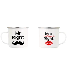 1 pièce Tasse de 11oz, tasse à lait, tasse à café avec l'impression "Monsieur/Madame toujours correctement". Spécialement préparée pour les couples, cadeau de la Saint-Valentin, cadeau de Noël, convient pour le bureau, le fitness, les loisirs à la maison - Multicolore - Voir 1