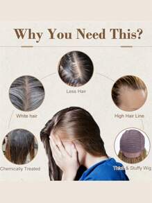 Natural Looking Water Wave Hair Topper With Bangs For Women Brazilian Remy Human Hair Machine Made Base Toppers Clip-In Invisible Extension T-Shaped Options - Natural Black - View 7