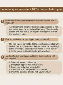 Natural Looking Water Wave Hair Topper With Bangs For Women Brazilian Remy Human Hair Machine Made Base Toppers Clip-In Invisible Extension T-Shaped Options - Natural Black - View 8