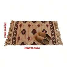 1PC Nordic Tassel Knit Rug Carpet Small Rug 60x90cm Bedroom Kitchen Rugs Living Room Washable Mat Boho Retro Home Decoration - Multicolor - View 6